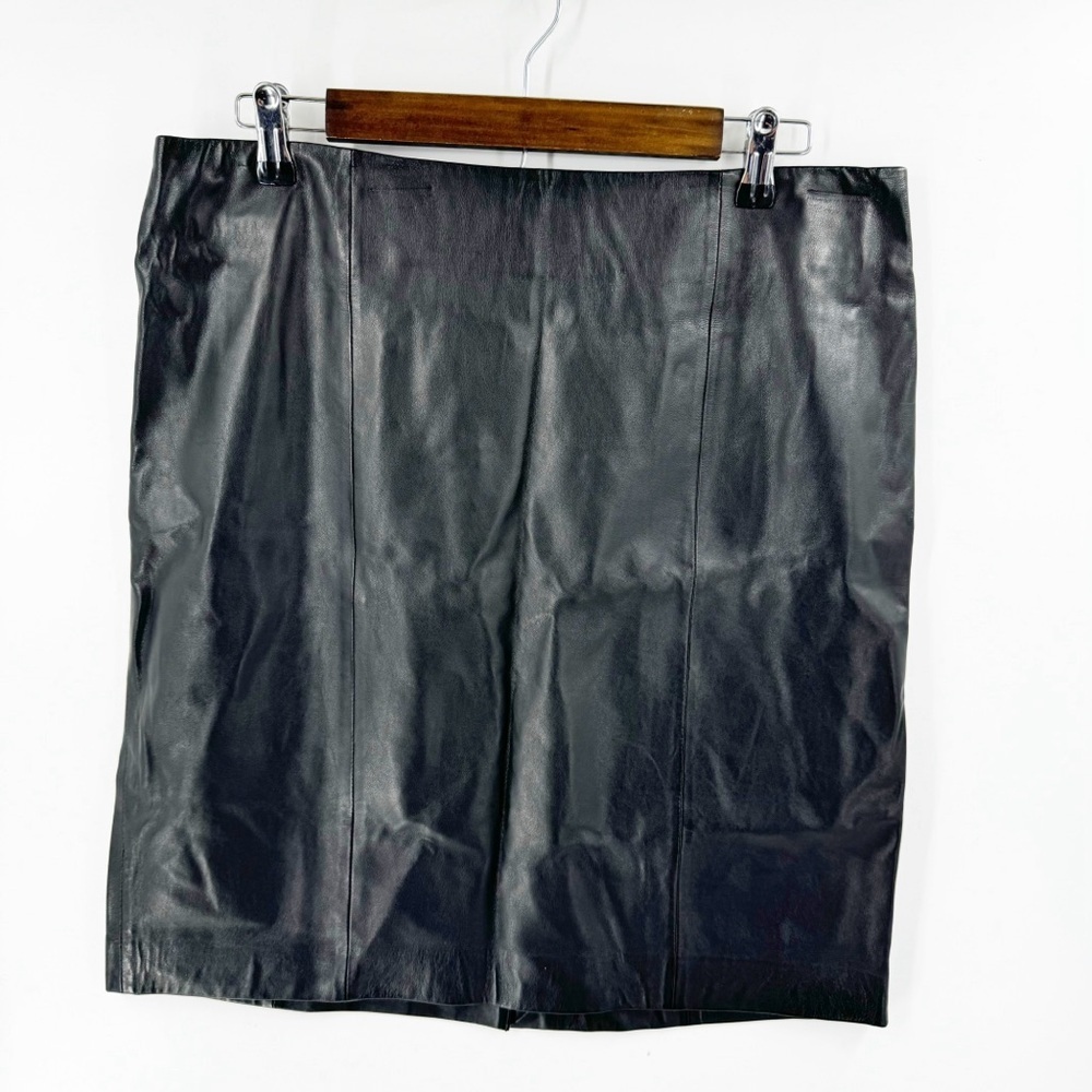✅‎ NWT TALBOTS DEADSTOCK BLACK LEATHER SKIRT SIZE 14 PETITE
